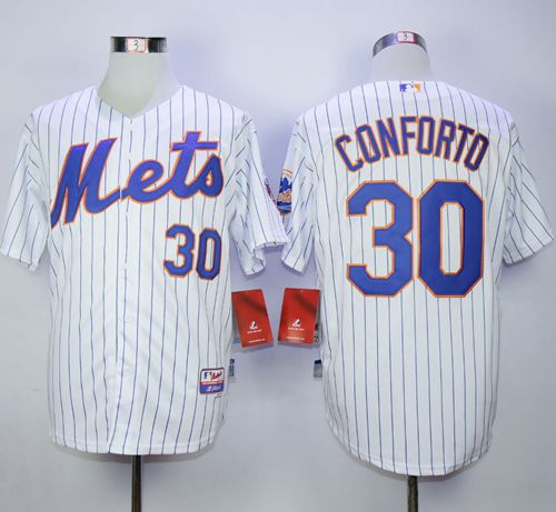 Mets #30 Michael Conforto White(Blue Strip) Cool Base Stitched MLB Jersey - Click Image to Close